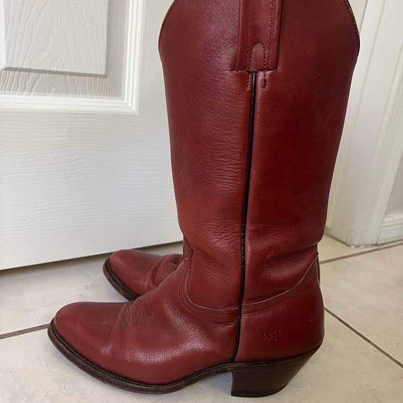 Men’s Frye Red Leather Cowboy Boots - Picture 1 of 8